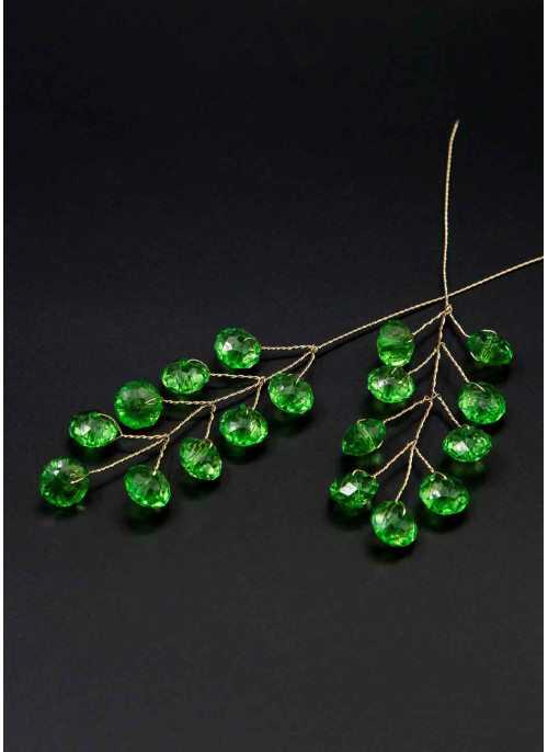 Гілочка камінці, мякий дріт.  16см. 12шт. Зелена.