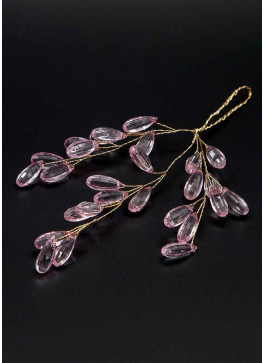 Підвіска з акрилу, КРАПЛИНКИ, золота основа, 19см, 1шт. Рожева