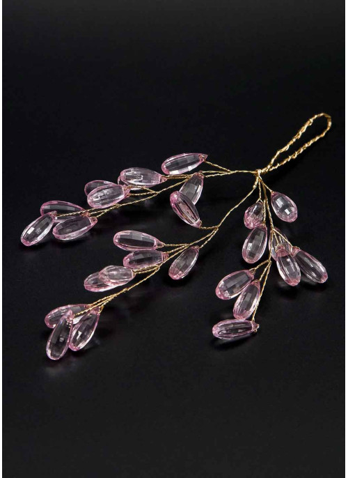 Підвіска з акрилу, КРАПЛИНКИ, золота основа, 19см, 1шт. Рожева