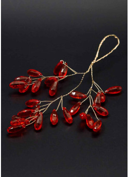 Підвіска з акрилу, КРАПЛИНКИ, Золота основа, 19см, 1шт. Червона