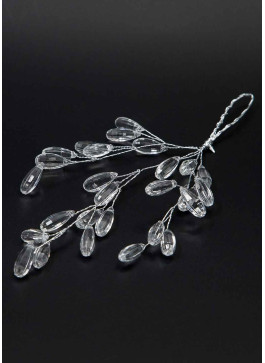 Підвіска з акрилу, КРАПЛИНКИ, Срібна основа, 19см, 1шт. Прозора