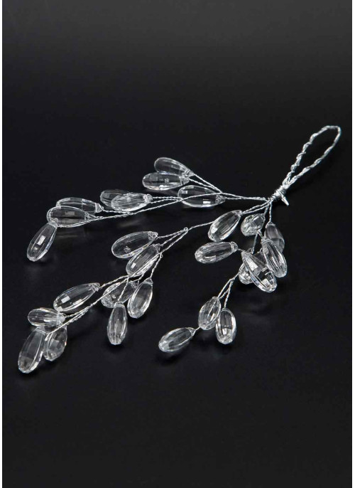 Підвіска з акрилу, КРАПЛИНКИ, Срібна основа, 19см, 1шт. Прозора