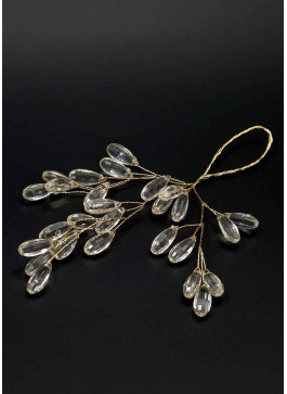 Підвіска з акрилу, КРАПЛИНКИ, Золота основа, 19см, 1шт. Шампань.