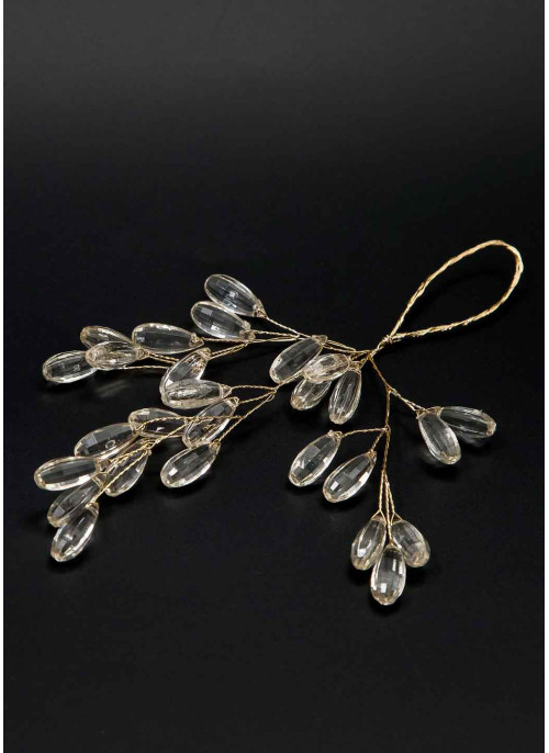 Підвіска з акрилу, КРАПЛИНКИ, Золота основа, 19см, 1шт. Шампань.