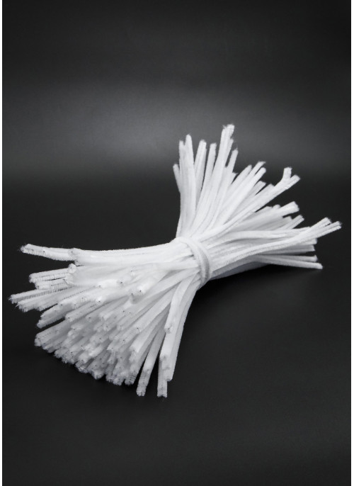 Синельний дріт,  білий, оксамитовий. 100 шт. 30см.