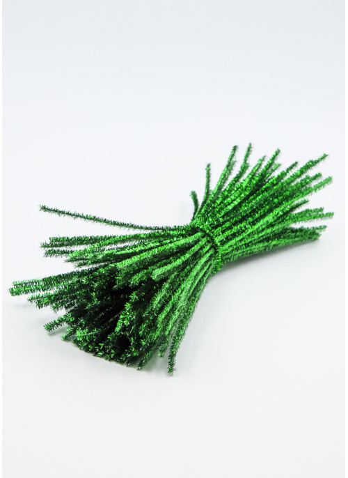 Синельний дріт, зелений з блиском.  В упаковці 100 шт.  30см.