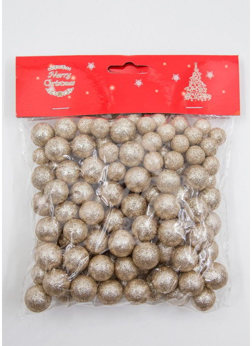 Пінопластові кульки в глітері, Шампань,110шт