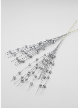 Гілка в глітері, горох срібло, 53см, 12шт.