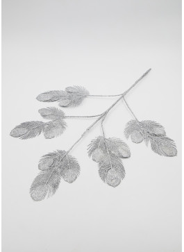 Гілка в глітері, "перо павліна", срібло, В уп 5 шт.