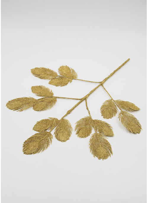 Гілка в глітері, "перо павліна", золото, В уп 5 шт.