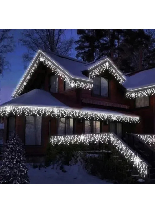 Гірлянда бахрома 6 м, Білий шнур, флеш ефект. Холодне світло. 1шт.