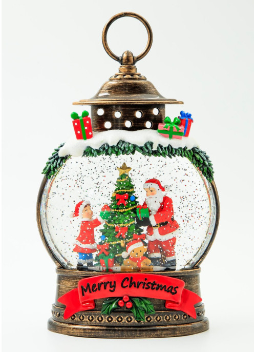 Музичний новорічний ліхтар - Світильник з Сантою, 29 см, 1шт.