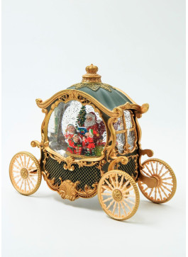 Музичний новорічний ліхтар - Карета зелена, 21,5 см, 1шт.