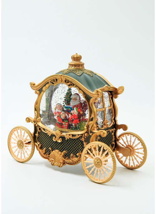 Музичний новорічний ліхтар - Карета зелена, 21,5 см, 1шт.