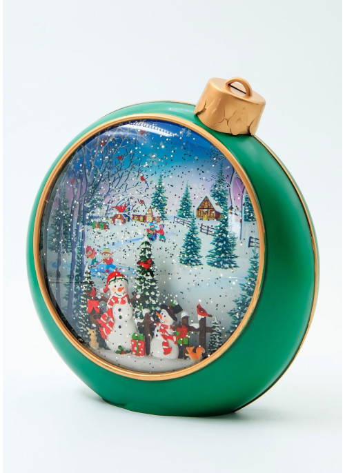 Музичний новорічний ліхтар - Куля зелена, 21,5 см, 1шт.