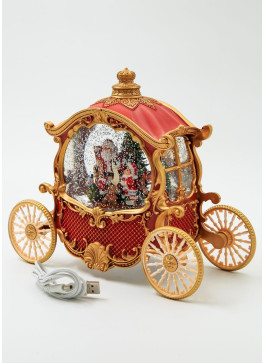 Музичний новорічний ліхтар - Карета червона, 21,5 см, 1шт.