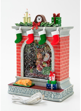 Музичний новорічний ліхтар - Камін червоний, 26 см, 1шт.