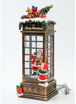 Музичний новорічний ліхтар - Телефонна будка 29,5 см, 1шт.