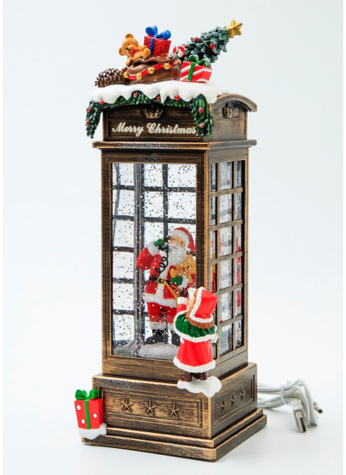 Музичний новорічний ліхтар - Телефонна будка 29,5 см, 1шт.