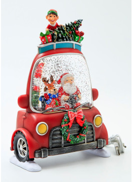 Музичний новорічний ліхтар - Машина з Сантою, 27,5см, 1шт.