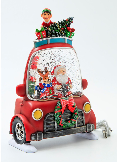 Музичний новорічний ліхтар - Машина з Сантою, 27,5см, 1шт.