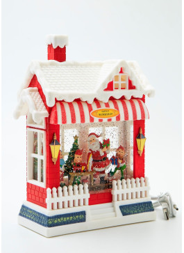 Музичний новорічний ліхтар - Будинок червоний, 26 см, 1шт.
