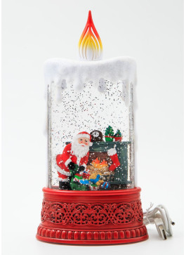 Музичний новорічний ліхтар - Свічка велика. Червона основа. 24,5 см, 1шт.