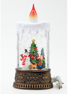 Музичний новорічний ліхтар - Свічка велика. Коричнева основа. 24,5 см, 1шт.