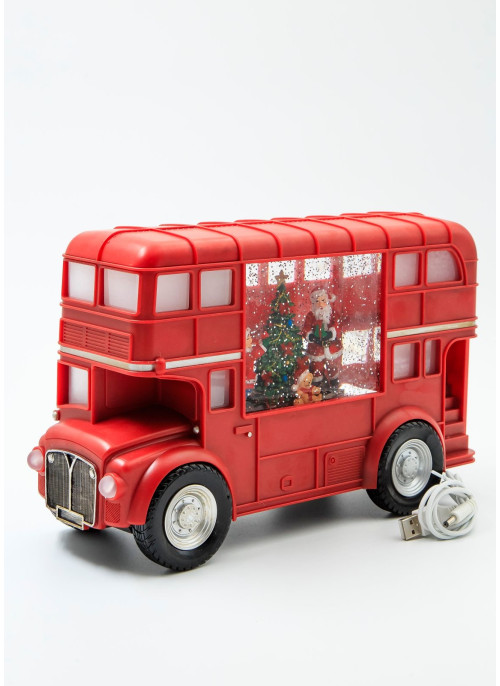 Музичний новорічний ліхтар - Автобус, висота 18 см, 1шт.