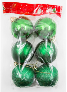 Куля 6 см. Колір зелений Світлий. Пакет, 6 шт.