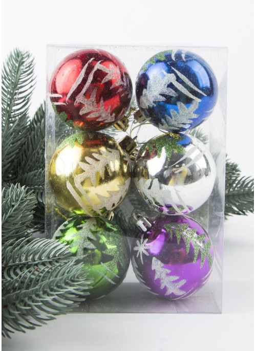 Куля 6см, ЗИМА. 6кольорів в уп. Ціна за 1 уп.