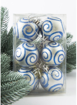 Куля 6см, СРІБНА з глітерним малюнком.