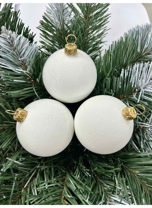 Куля 6 см. Оксамит білий, 6 шт.