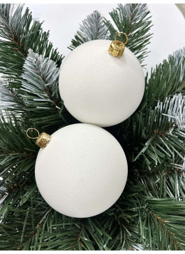 Куля 8 см. Оксамит білий, 6 шт.