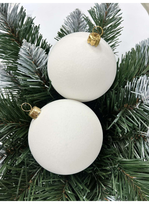 Куля 8 см. Оксамит білий, 6 шт.