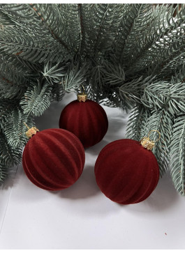 Куля 6 см. Оксамит бордо, 6 шт. 