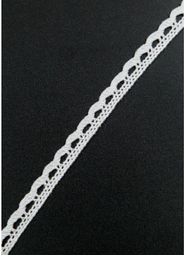 Мереживо натуральне, 1,2 см, Білий колір. 13.7м. (15ярд.)