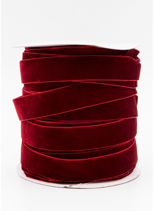 Стрічка оксамитова, 2,5 см, Бордова. 45,7м.