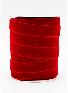 Стрічка оксамитова, 2,5 см, Червона. 45,7м.