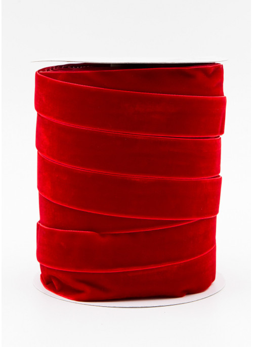 Стрічка оксамитова, 2,5 см, Червона. 45,7м.