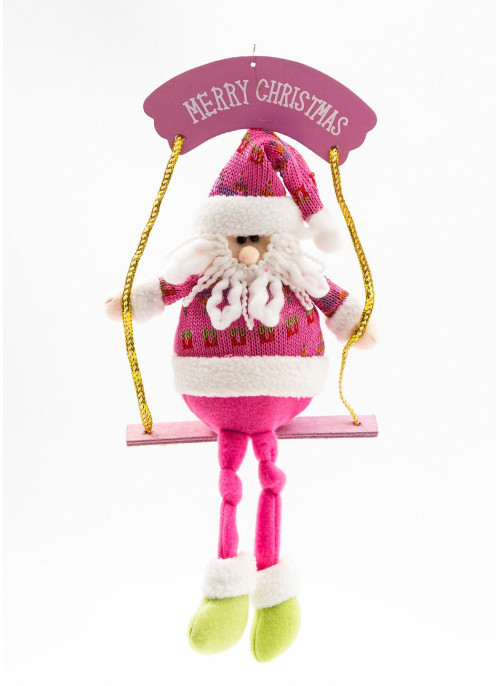 Санта-Клаус рожевий на гойдалці,  35см. 1 шт.