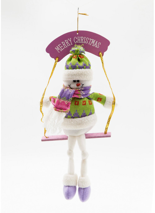 Сніговик рожевий на гойдалці,  35см. 1 шт.