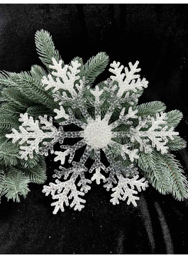 Сніжинка акрилова з глітером. Діаметр 26см. 1шт.