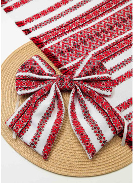 Декор на кошик, рушник та бант. №2. Червоний на білому. 1шт. 