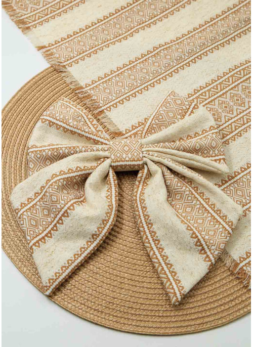 Декор на кошик, рушник та бант. №11. Св.корич. на крем.