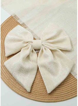 Декор на кошик, рушник та бант. №9. Кремовий