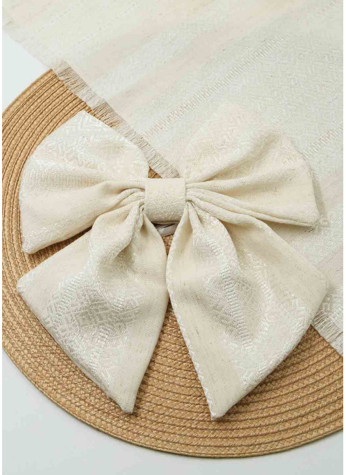 Декор на кошик, рушник та бант. №9. Кремовий