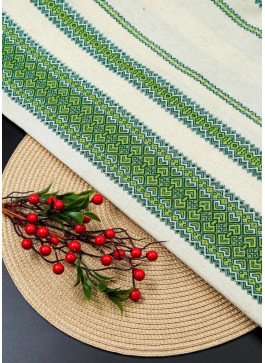 Скатертина, зелена ясна на кремовому. 145*110см