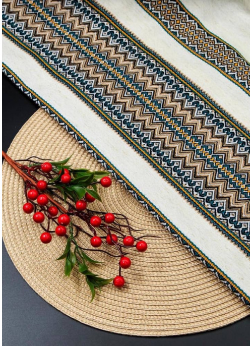 Скатертина Рандеву, Темно зелена з коричневим, 145*110см