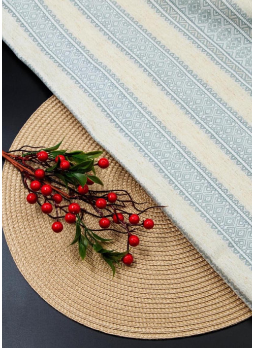 Скатертина, Сіра на кремовому, 145*260см